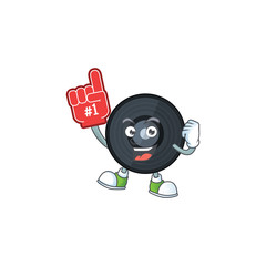 Sticker - Music viynl disc Cartoon character design style with a red foam finger