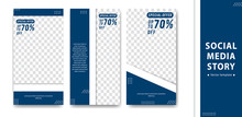 Editable Creative Social Media Instagram Story Design Vector Template Blue White Simple Trendy Style
