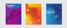 Minimal Annual Report Design Vector Collection. Abstract Liquid Shape. Dynamic Shapes Composition.	