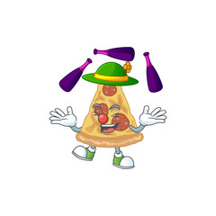 Poster - Slice of pizza mascot cartoon design playing Juggling on circus