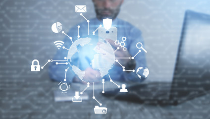 Wall Mural - global network connection. modern world technology