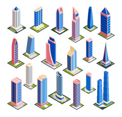 Poster - Isometric City Skyscrapers Collection