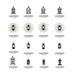 set collection lantern lamp old black logo icon design illustration