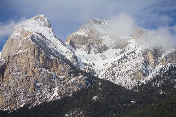 Wall Mural - The Pedraforca mountain in the middle of winter, completely snowy.