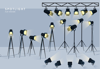 Wall Mural - spotlights flat transparent background for show contest or interview vector illustration eps 10