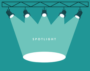 spotlights flat empty scene. illuminated design. vector illustration.