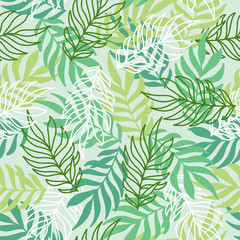 Wall Mural - Summer hawaiian seamless pattern with exotic tropical plants vector illustration