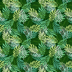 Wall Mural - Summer hawaiian seamless pattern with exotic tropical plants vector illustration