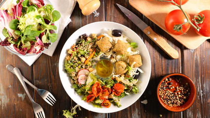 Wall Mural - buddha bowl with falafel, mixed vegetable