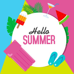 hello summer flat icon vector illustration design graphic