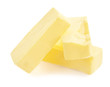 © nataliazakharova - Pieces of butter isolated on white background. Fresh Butter chunks   top view