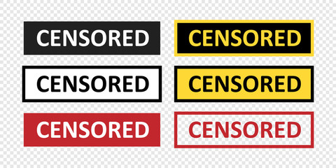 Black and red censored isolated vector icon. Flat illustration.