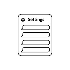 Wall Mural - Menu setting, vector icon. Simple website design in black line style.