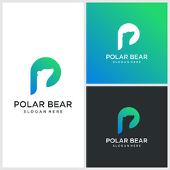 Wall Mural - modern gradient polar bear logo illustration premium vector
