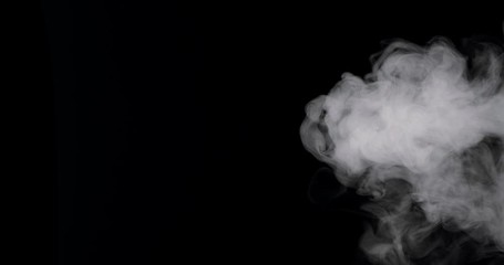 Wall Mural - plume of thick smoke flowing in against a black background.