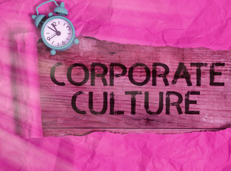 Wall Mural - Writing note showing Corporate Culture. Business concept for pervasive values and attitudes that characterize a company