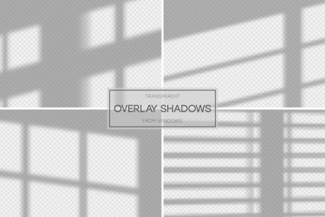 Leinwandbilder - Shadow overlay effect. Set of transparent overlay shadow from the window and jalousie. Realistic soft light effect of shadows and natural lightning on transparent background. Vector.