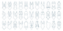 Swimming Suits Set. Doodle Bikini. One Piece Swimsuits Collection. Ladies Clothes For Summer Vacation. Bikini Sketch. Swimwear Fashion.