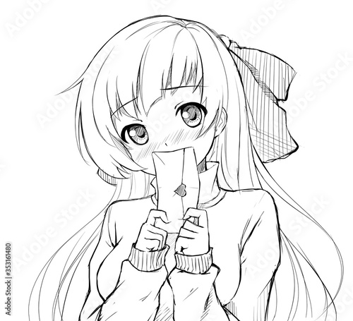 Shy Anime Girl Holding Love Letter In Her Hands Buy This Stock Illustration And Explore Similar Illustrations At Adobe Stock Adobe Stock
