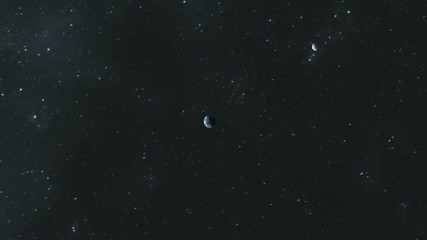Wall Mural - fly through in space pass by the planet out of the solar system to edge of milky way galaxy.