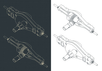 Wall Mural - Truck differential isometric drawings