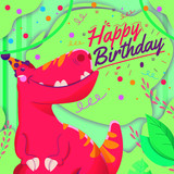Fototapeta Dinusie - Dinosaurio Feliz Cumpleaños
