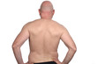 rear view of  man shirtless on white background