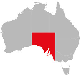 Wall Mural - South australia state highlighted on Australia map. Business concepts and backgrounds.