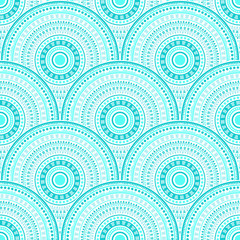  Ethnic circle shapes seamless geometric pattern.