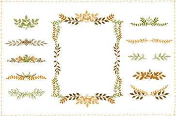 Wall Mural - graphic line plant frame and dividers set