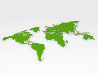 Poster - Green world map on white background 