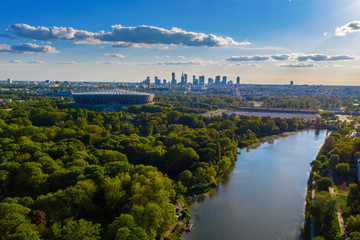 Wall Mural - Warsaw city center aerial view