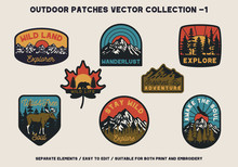 Outdoor Wild Land Adventure Patches Vector Collection For Clothing and Other Uses