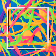 Wall Mural - creative minimal vivid dripping rainbow colors. colorful paint background.