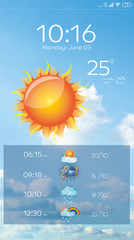 Wall Mural - weather forecast widget on screen. mobile application