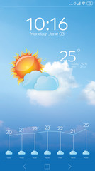 Wall Mural - weather forecast widget on screen. mobile application