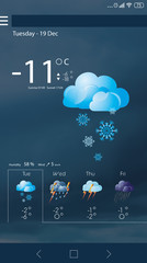 Wall Mural - weather forecast widget on screen. mobile application