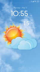 Wall Mural - weather forecast widget on screen. mobile application