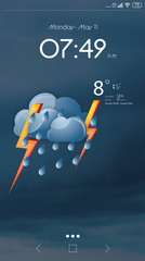 Wall Mural - weather forecast widget on screen. mobile application
