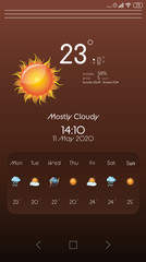 Wall Mural - weather forecast widget on screen. mobile application
