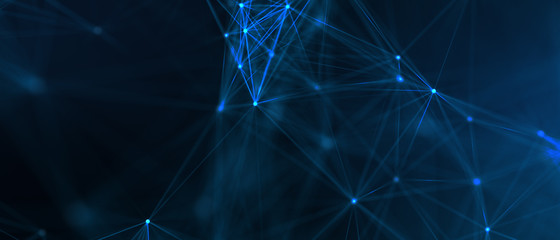 Wall Mural - Abstract futuristic - technology with polygonal shapes on dark blue background. Design digital technology concept. 3d illustration.
