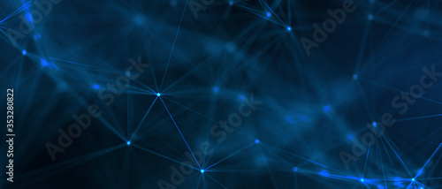 Fotografía Abstract futuristic - technology with polygonal shapes on dark blue background
