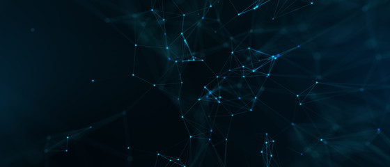 Abstract futuristic - technology with polygonal shapes on dark blue background. Design digital technology concept. 3d illustration.