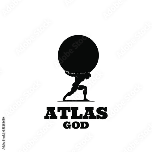 Cuadros en Lienzo Atlas god lift globe black logo icon design illustration