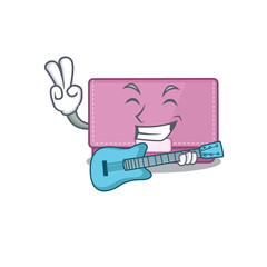 Wall Mural - brilliant musician of womens wallet cartoon design playing music with a guitar