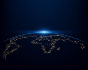 Abstract earth and light concept on a blue background