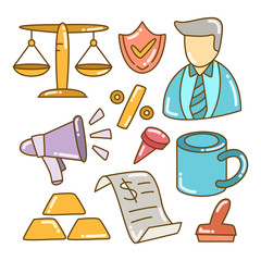 Canvas Print - business and finance icons color doodle design