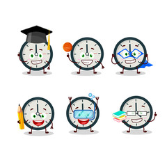 Wall Mural - School student of clock cartoon character with various expressions