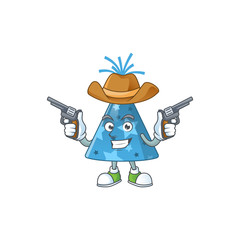 Canvas Print - A masculine cowboy cartoon drawing of blue party hat holding guns