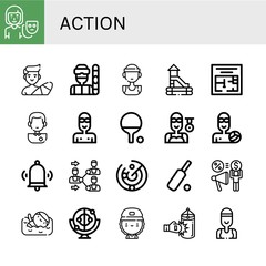 Poster - action simple icons set